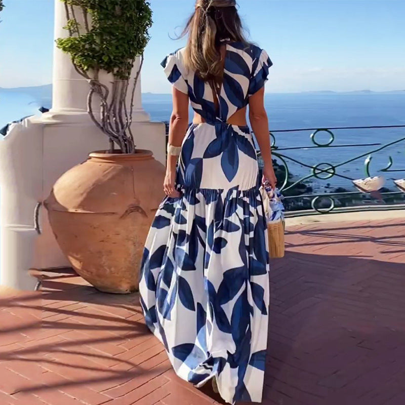 Damen Maxikleid Tailliert Rüschen Norvielle