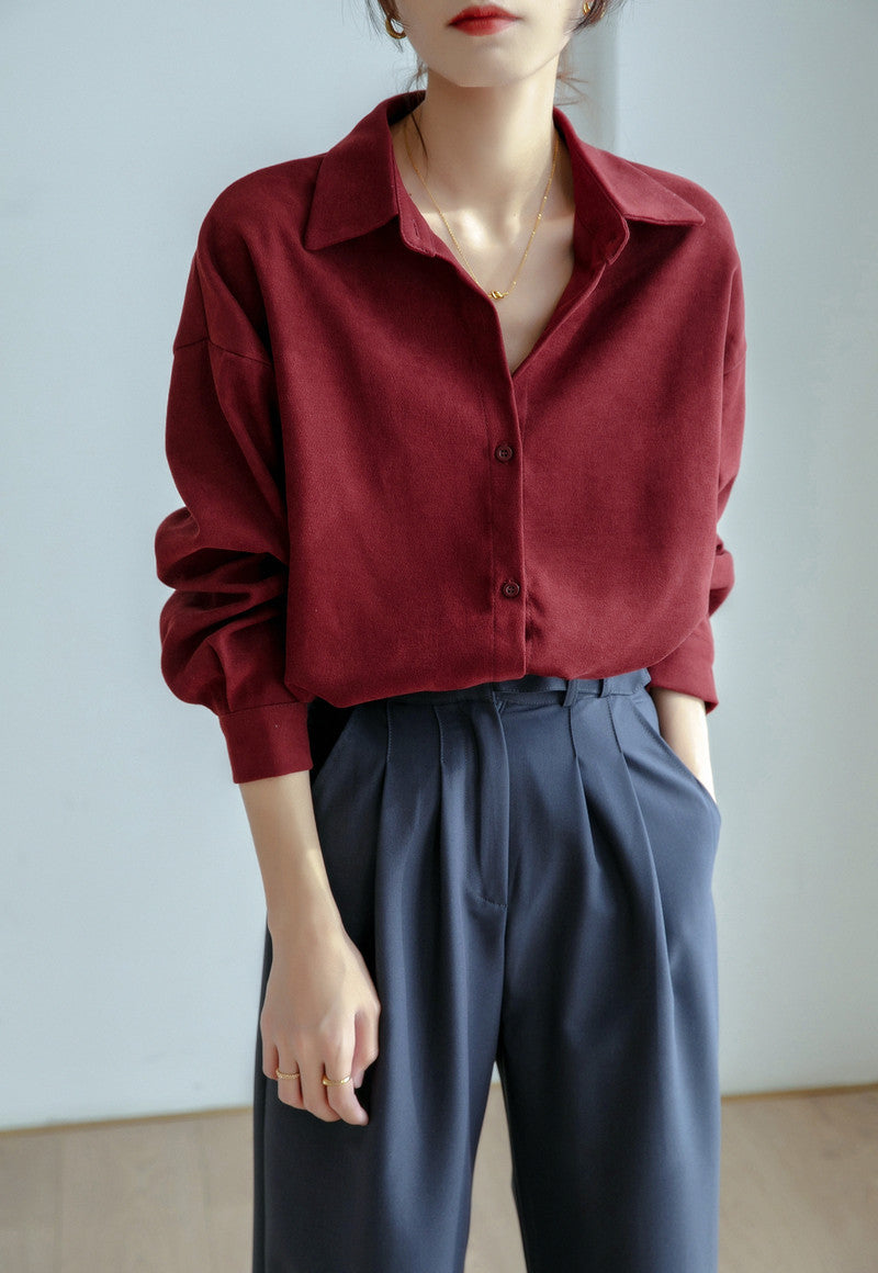 Damen Oversized Bluse Eleganter Kragen Lässiger Schnitt Norvielle