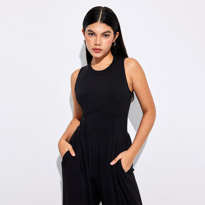 Damen Jumpsuit Hochbund Mit Seitentaschen Norvielle