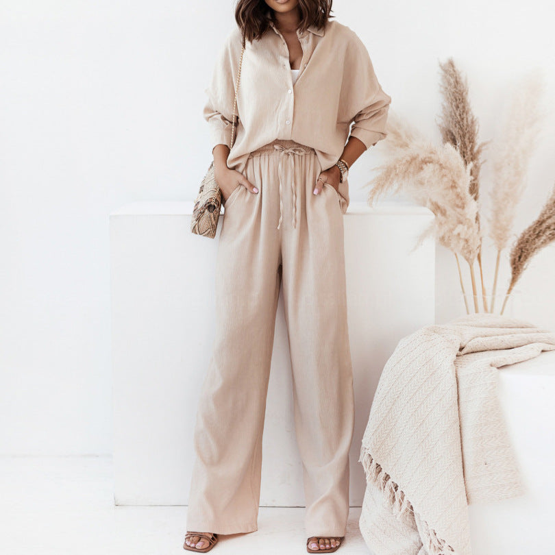 Damen Zweiteiliger Set Weiches Hemd Bequeme Hose