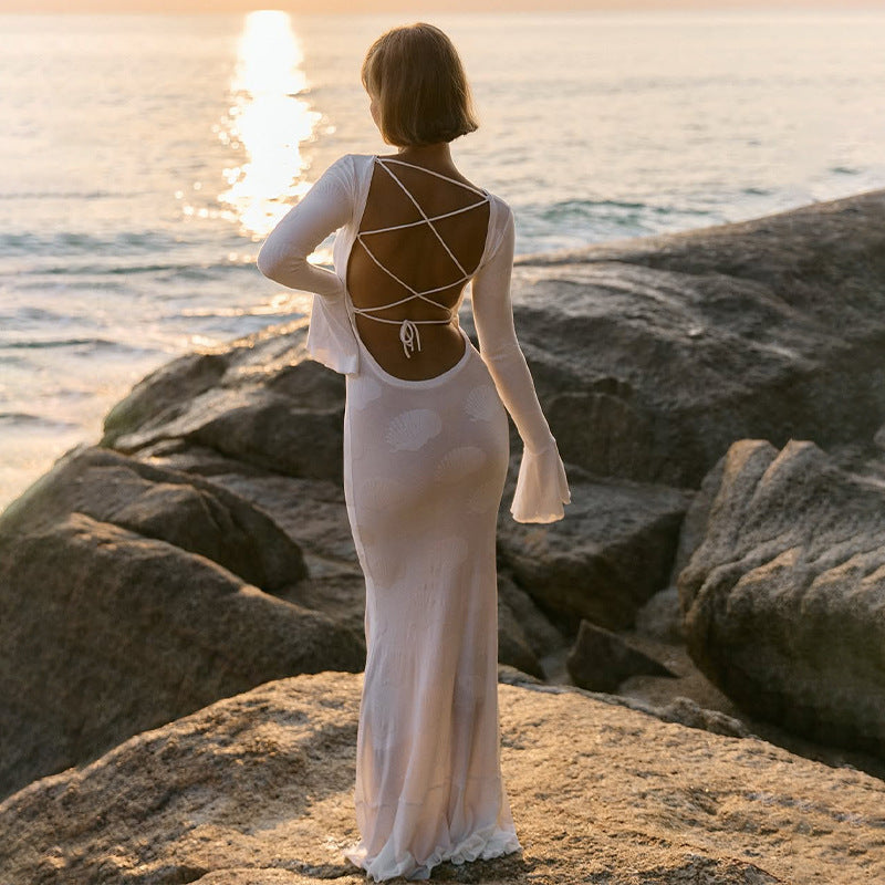 Damen Maxikleid Elegantes Flügelärmel-Design Norvielle