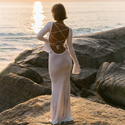 Damen Maxikleid Elegantes Flügelärmel-Design Norvielle