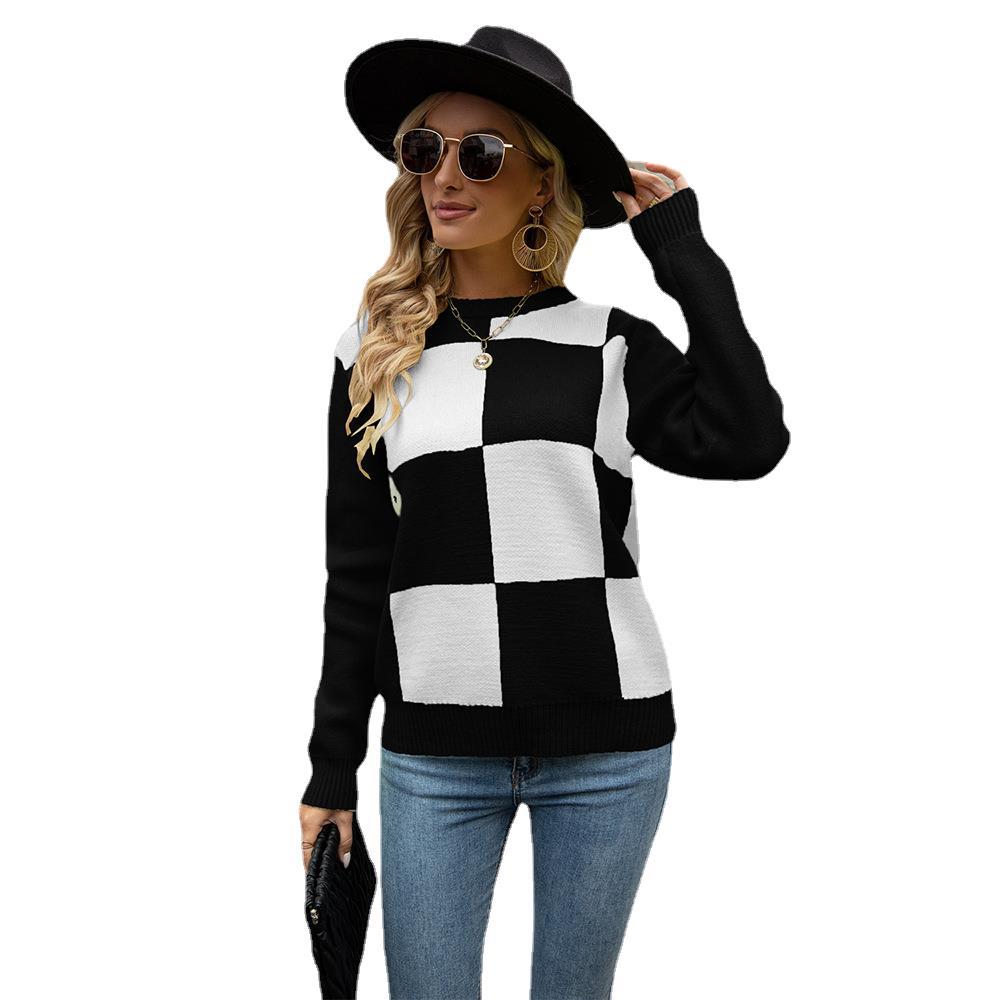 Damen Pullover Kariert Weich Norvielle
