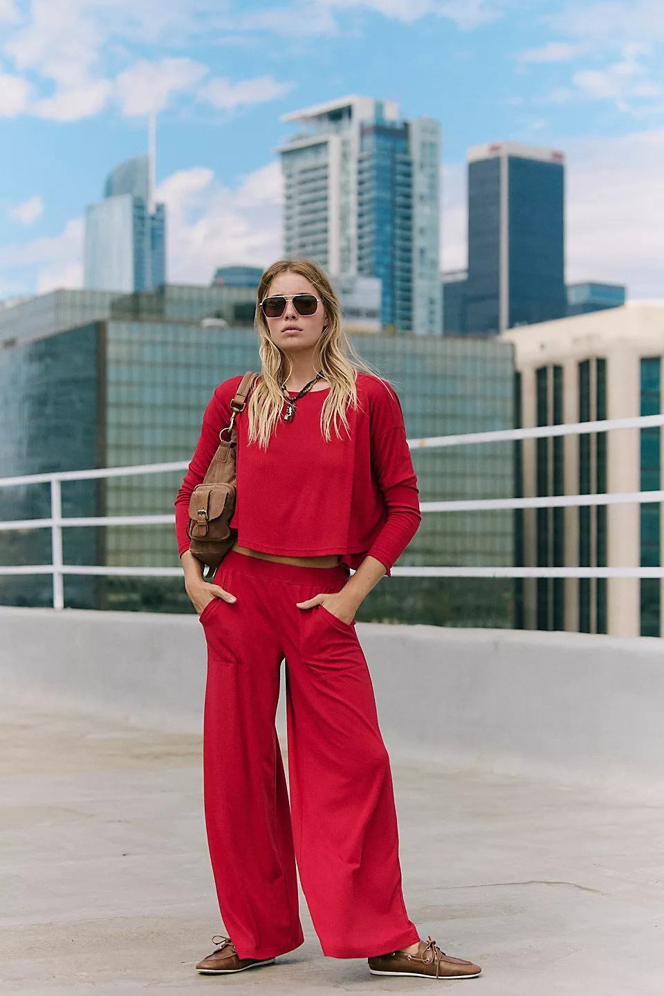 Damen Twinset Weites Oberteil und Hose Norvielle