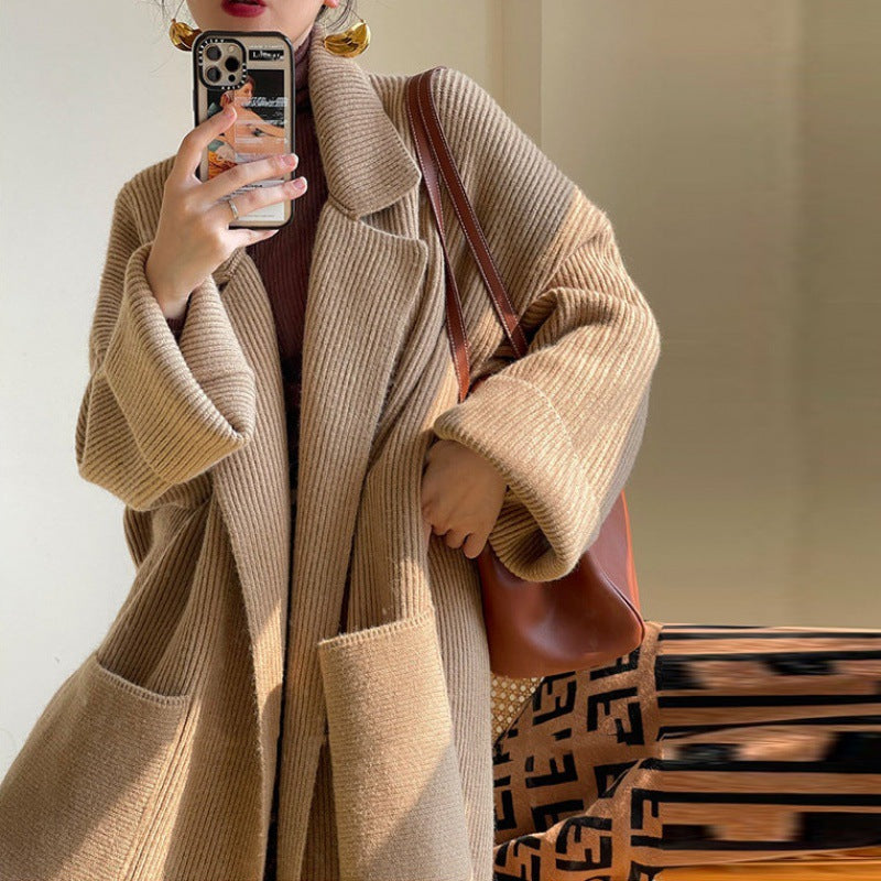 Damen Langstrickjacke Großzügige Taschen Lässiger Schnitt Norvielle