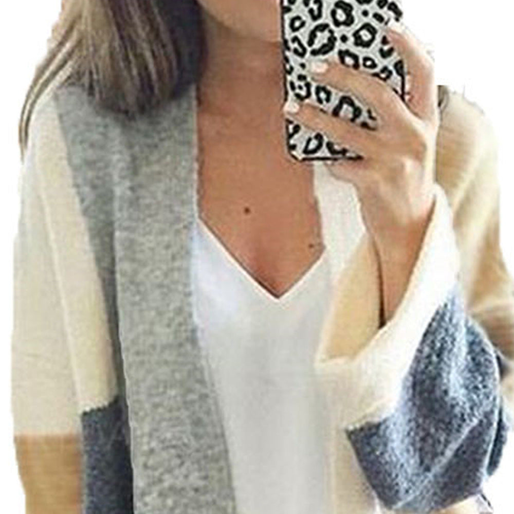 Damen Strickcardigan Weich Norvielle Farbblöcke