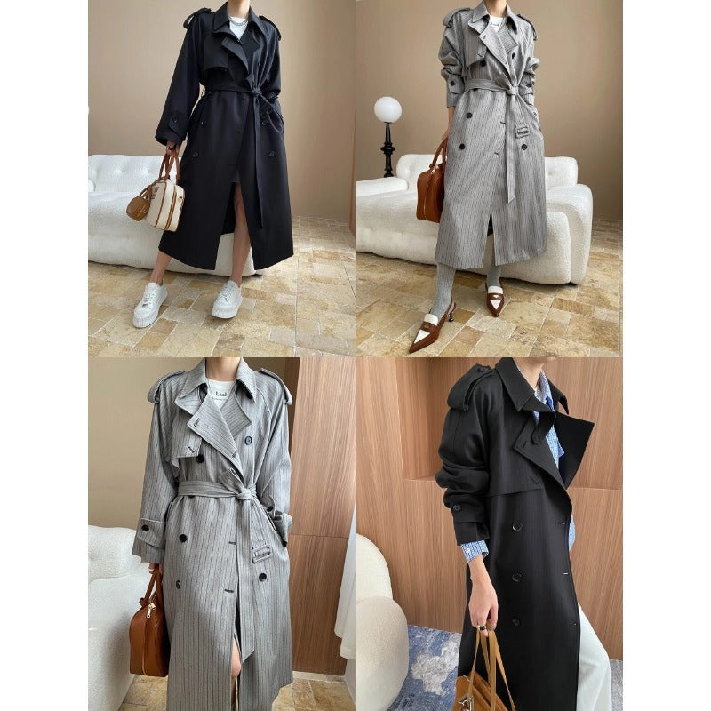 Damen Trenchcoat mit Streifen Gürtel