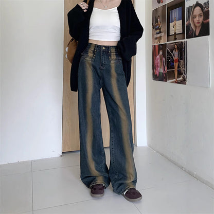 Damen Weite Jeans Norvielle mit Knopfgestaltung