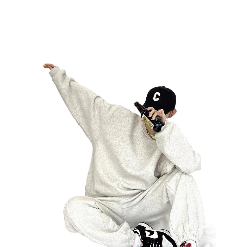 Damen Oversized Sweatshirt Jogger Set mit Gummibund und Taschen
