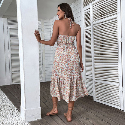 Damen Maxikleid Sommer florales Design hochgeschlossen Norvielle