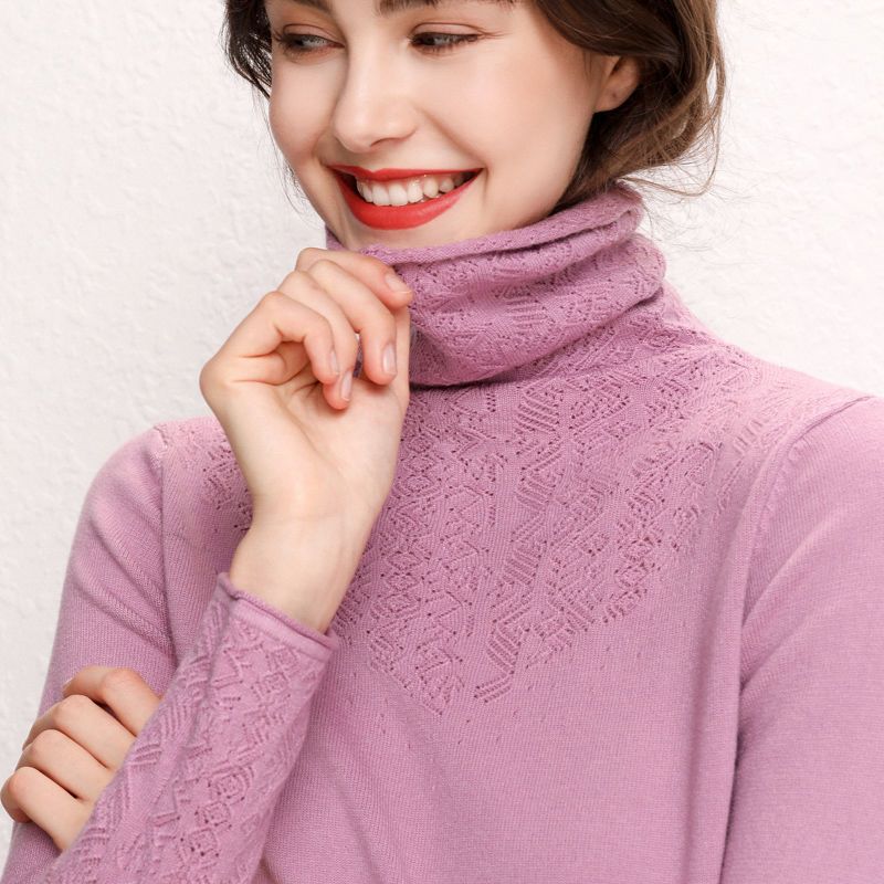 Damen Rollkragenpullover Feines Strukturmuster Norvielle