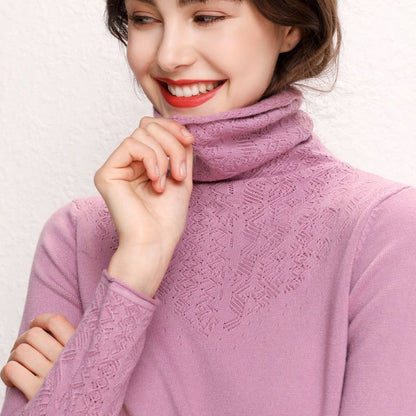 Damen Rollkragenpullover Feines Strukturmuster Norvielle