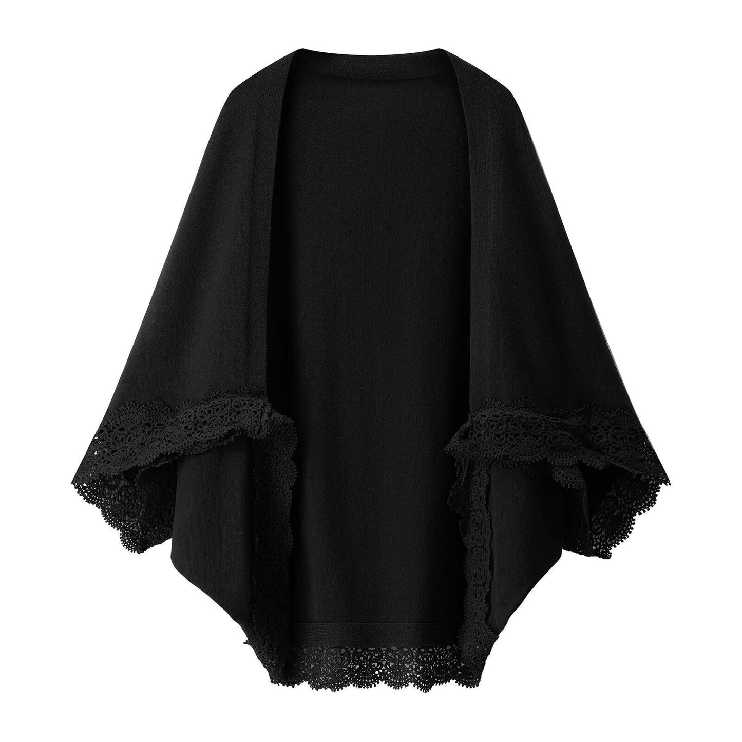 Damen Strickjacke Spitzenrand Luftig Norvielle