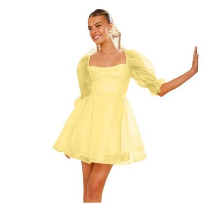 Damen Minikleid Puffärmel Sommerlich Norvielle