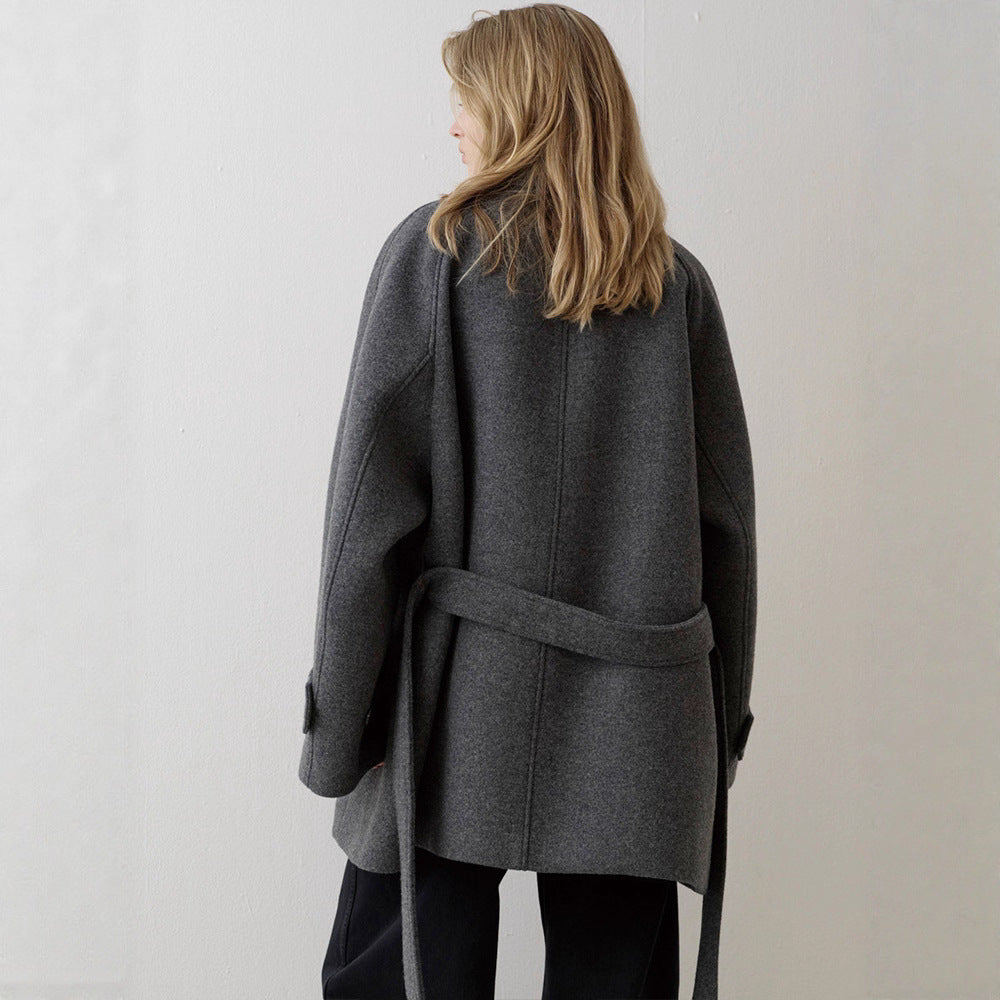 Damen Wollmantel Gesteppt Eleganter Kragen