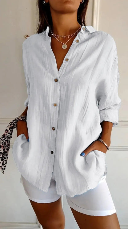 Norvielle Damen Lockeres Button-Down-Hemd