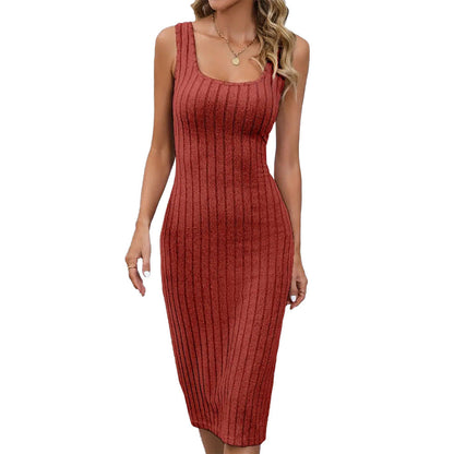 Damen Midikleid Rippenmuster Schmal Norvielle