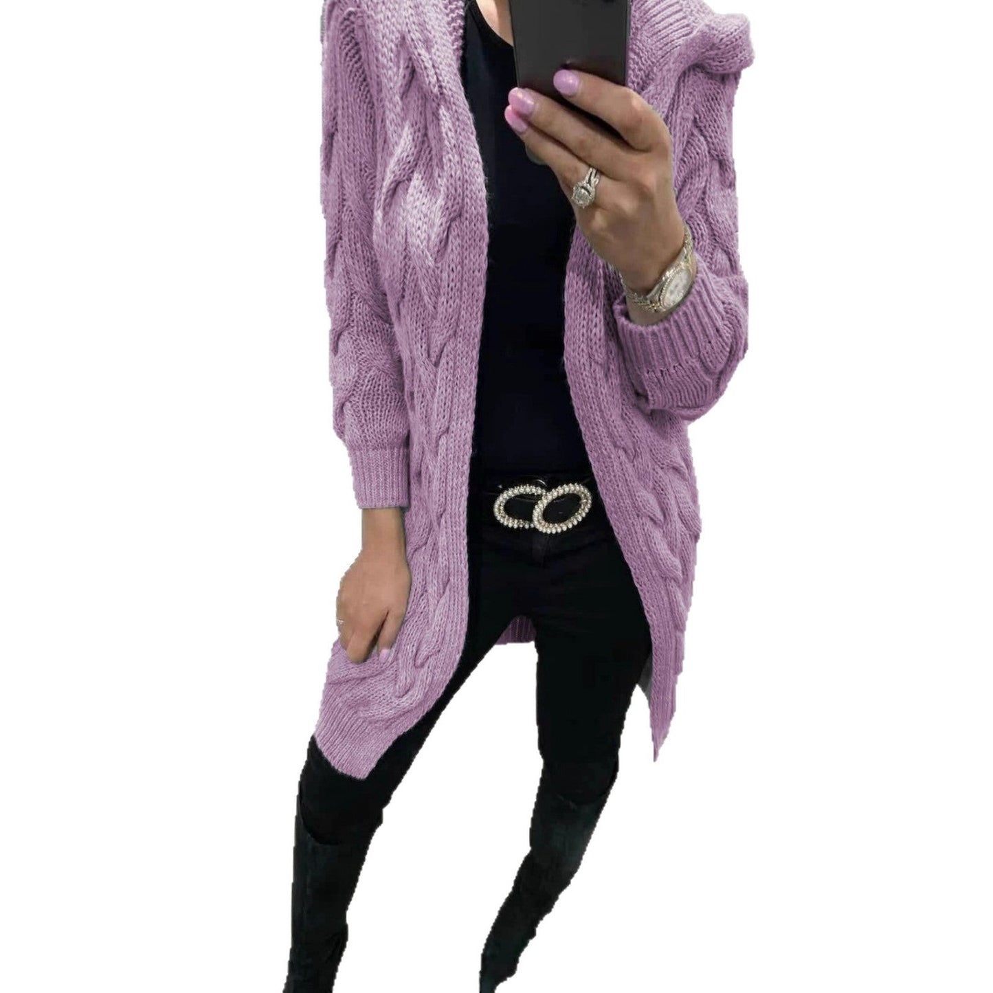 Damen Grobstrick-Cardigan mit Zopfmuster und Taschen Norvielle