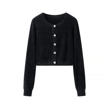 Damen Kurze Strickjacke Glänzende Knöpfe Norvielle - Norvielle