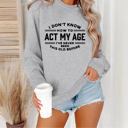 Damen Sweatshirt Lässiger Schnitt Humorvolles Design Grau - Norvielle
