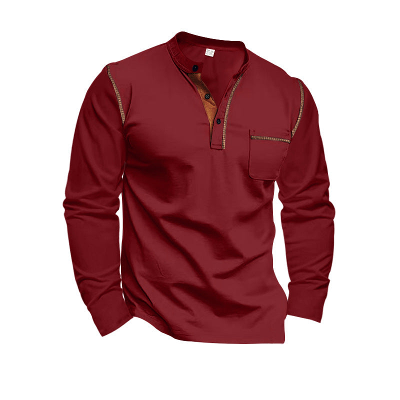 Herren Langarm-Shirt mit Kragen und Brusttasche Norvielle