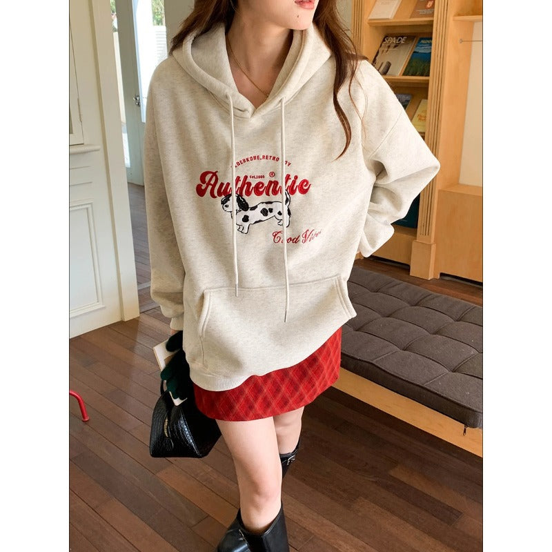 Damen Oversized Kapuzenpulli Kreativer Druck Norvielle - Norvielle