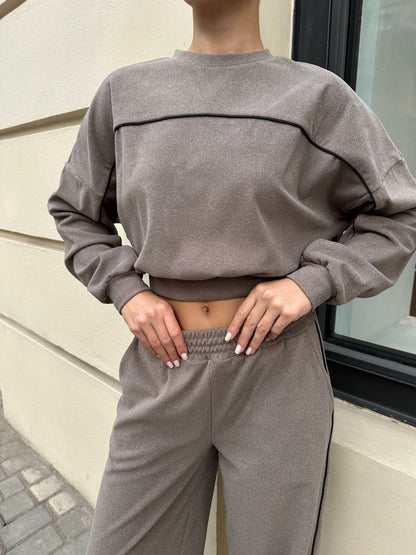 Damen Sportset elastischer Bund Kontrastnähte Norvielle