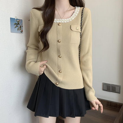 Damen Strickjacke Dekorativer Kragen Norvielle