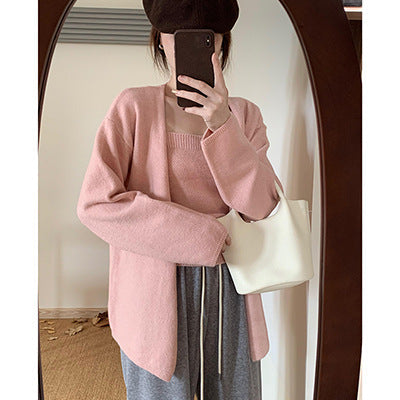 Damen Strickcardigan Offene Ärmel Bequem Grün