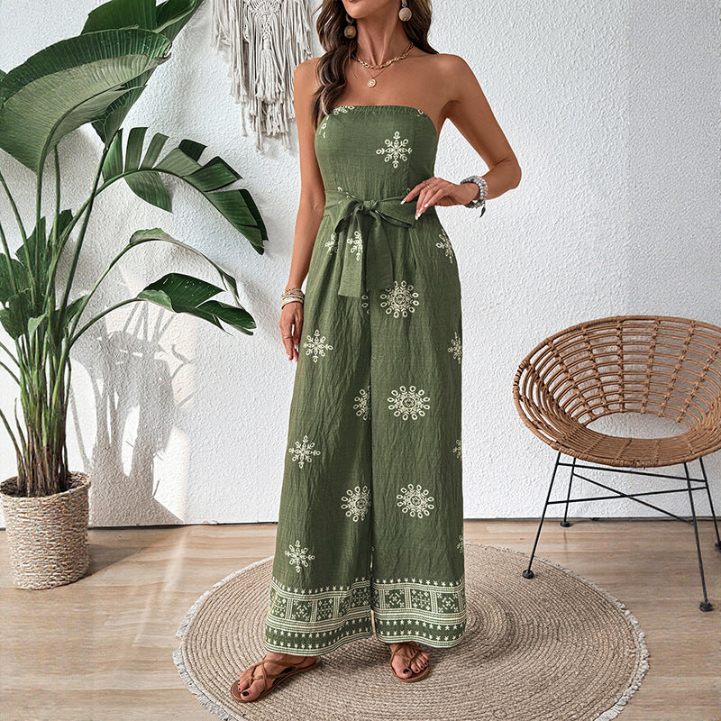 Damen Jumpsuit Taillengürtel Rüschen Norvielle