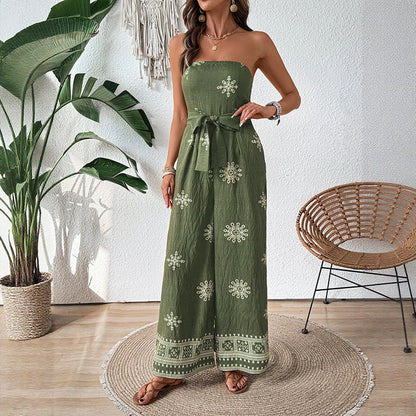 Damen Jumpsuit Taillengürtel Rüschen Norvielle