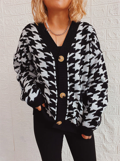 Damen Strickjacke modernes Hundemuster Norvielle