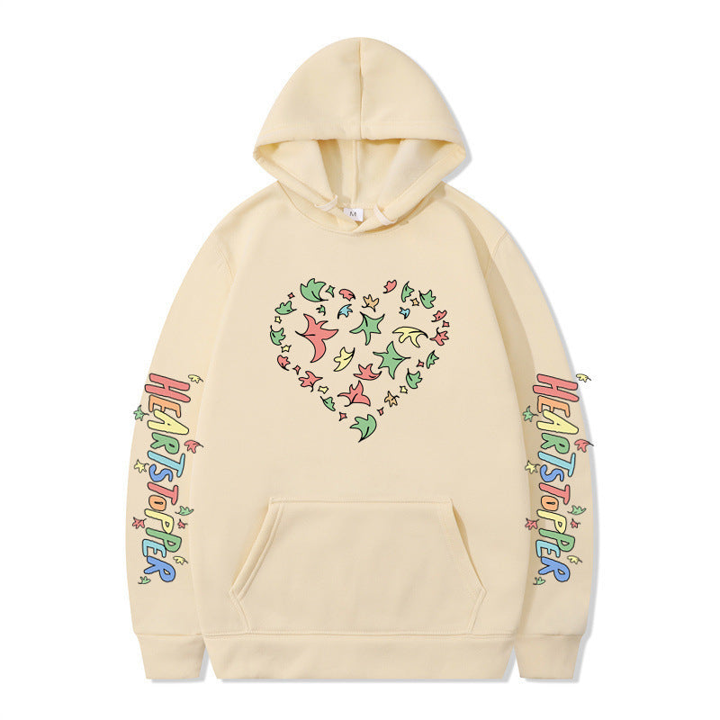Damen Kapuzenpullover Herz- und Blattmotiv Norvielle