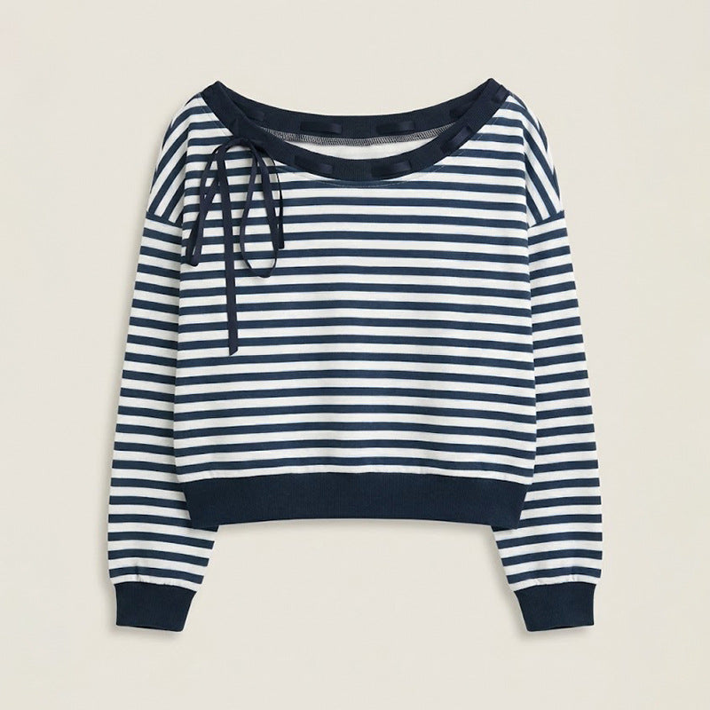 Damen Off-Shoulder Sweatshirt Gestreift Norvielle