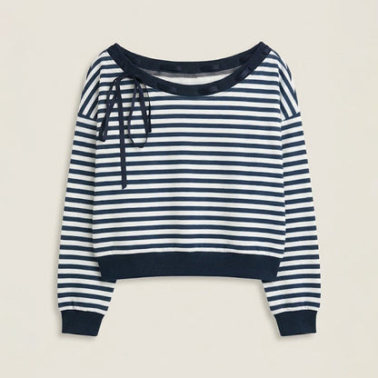 Damen Off-Shoulder Sweatshirt Gestreift Norvielle