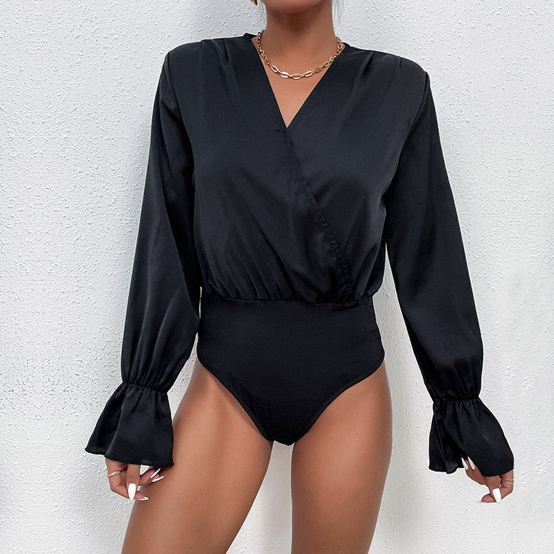 Damen Body V-Ausschnitt Voluminöse Ärmel Norvielle - Norvielle