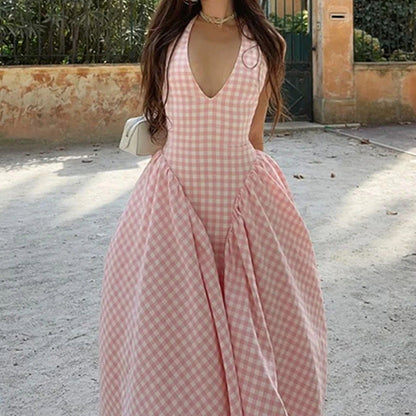 Damen Maxikleid V-Ausschnitt Schwingrock Norvielle