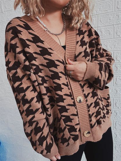 Damen Strickjacke modernes Hundemuster Norvielle