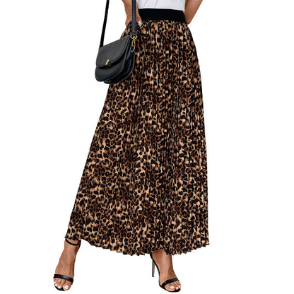 Damen Maxirock Animal-Print Rüschenfalten