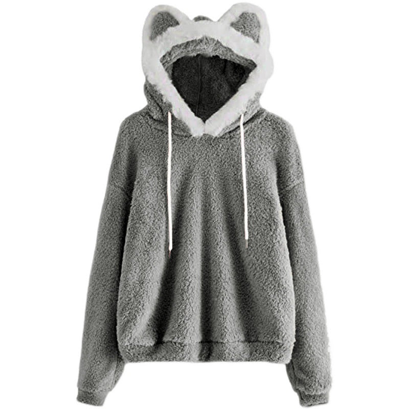 Damen Kapuzenpullover Katzenohren Norvielle Kuschelig