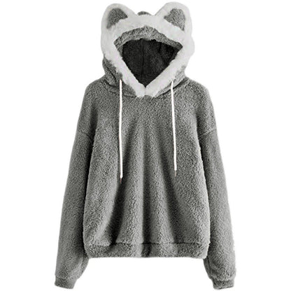 Damen Kapuzenpullover Katzenohren Norvielle Kuschelig