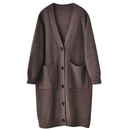 Damen Strickcardigan mit Taschen und Knöpfen Beige