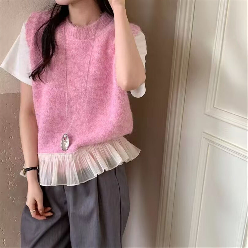 Damen Pullover Rüschensaum Norvielle