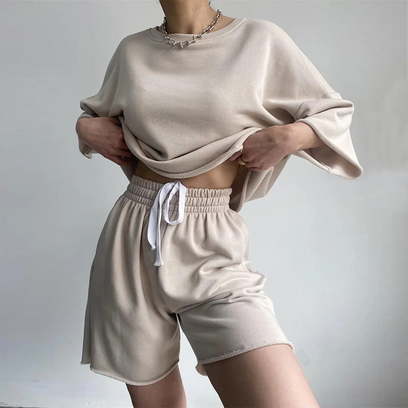 Damen Oversized Freizeitset Kurzärmelig Weite Shorts Norvielle - Norvielle