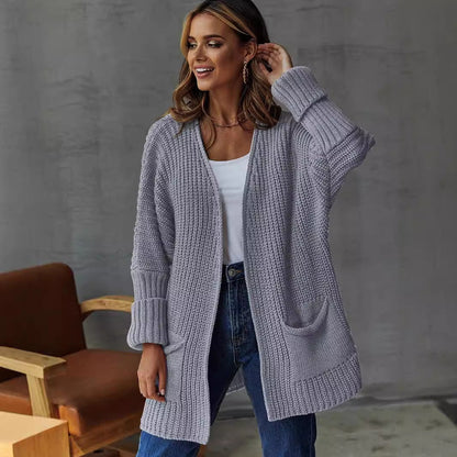 Damen Strickjacke Tiefen Taschen Strukturiert Norvielle