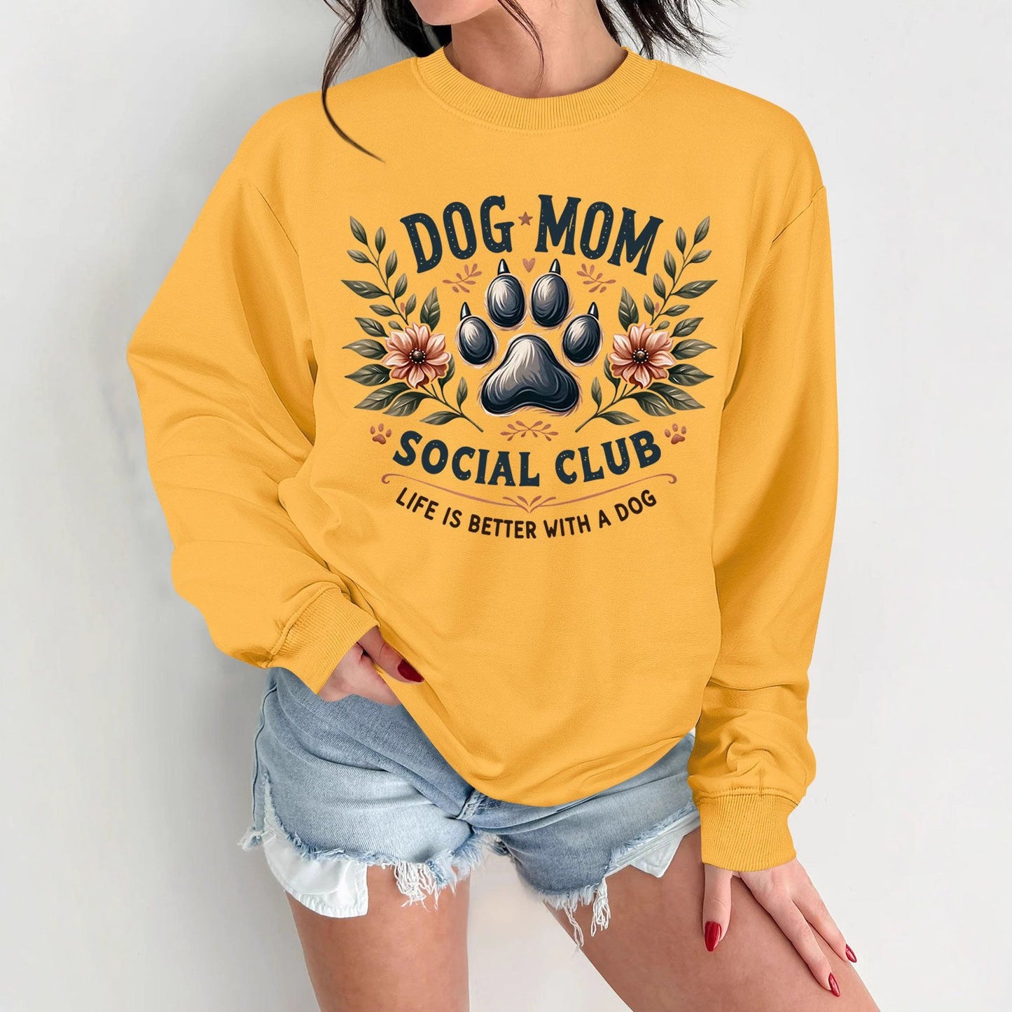 Damen Sweatshirt Hundemotiv Aufdruck Norvielle