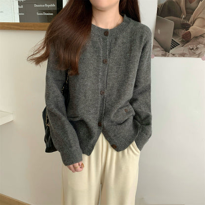 Damen Strickcardigan Große Taschen Knopfdetails Norvielle