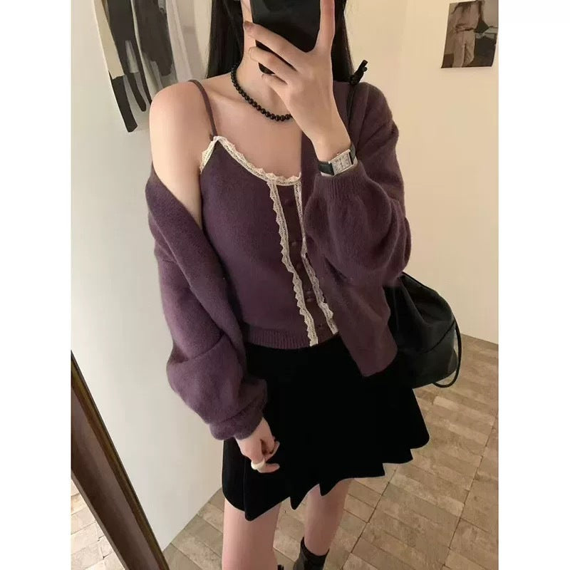 Damen Strickshirt Spitzenbesatz Lässiger Schnitt Norvielle