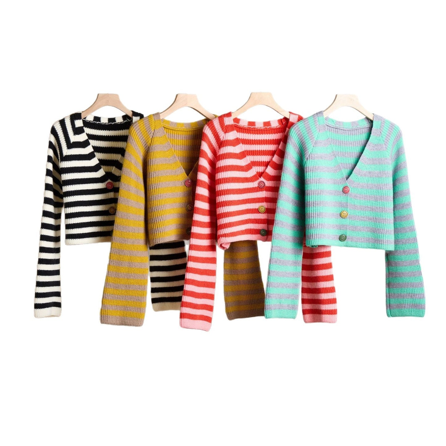 Damen Strickjacke Bunt Knöpfe Lässig