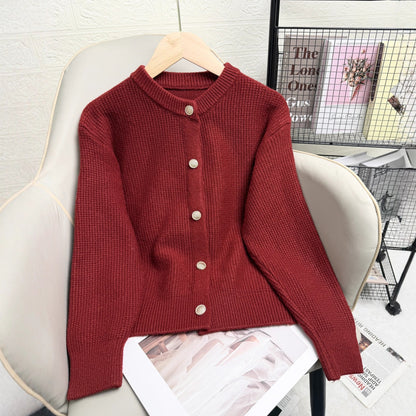 Damen Strickjacke Knopfdetails Modernes Muster Norvielle